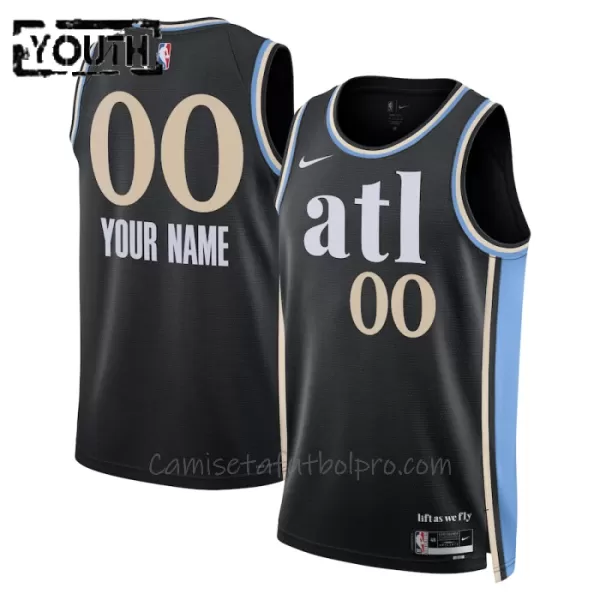 Camiseta de Baloncesto Atlanta Hawks City Edition Swingman 2023/24 Niños Negro