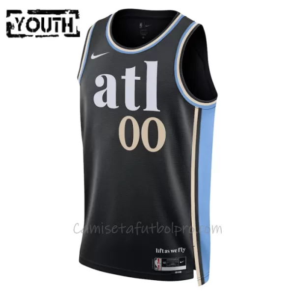 Camiseta de Baloncesto Atlanta Hawks City Edition Swingman 2023/24 Niños Negro