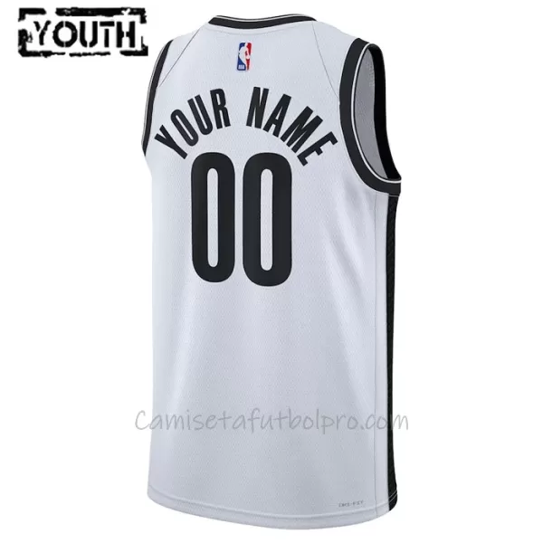 Camiseta de Baloncesto Brooklyn Nets Association Edition Swingman 2023/24 Niños Blanco