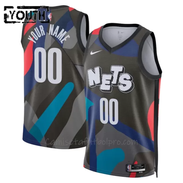 Camiseta de Baloncesto Brooklyn Nets City Edition Swingman 2023/24 Niños Negro