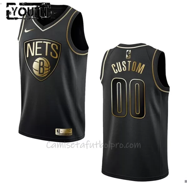 Camiseta de Baloncesto Brooklyn Nets Golden Edition Swingman Niños Negro