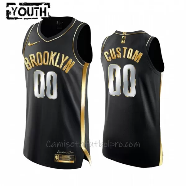 Camiseta de Baloncesto Brooklyn Nets Golden Edition Swingman Niños Negro