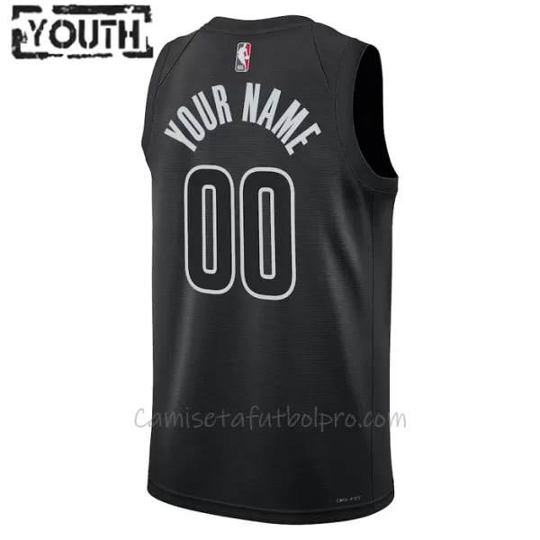 Camiseta de Baloncesto Brooklyn Nets Statement Edition Swingman 2023/24 Niños Negro