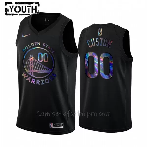 Camiseta de Baloncesto Golden State Warriors HWC Iridescent Swingman Niños Negro