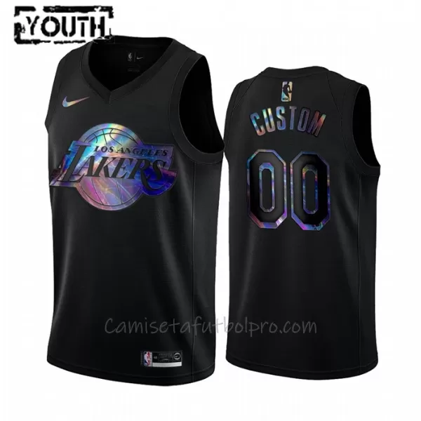 Camiseta de Baloncesto Los Angeles Lakers HWC Iridescent Swingman Niños Negro