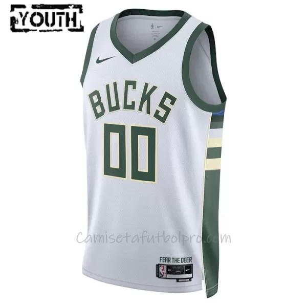 Camiseta de Baloncesto Milwaukee Bucks Association Edition Swingman 2023/24 Niños Blanco