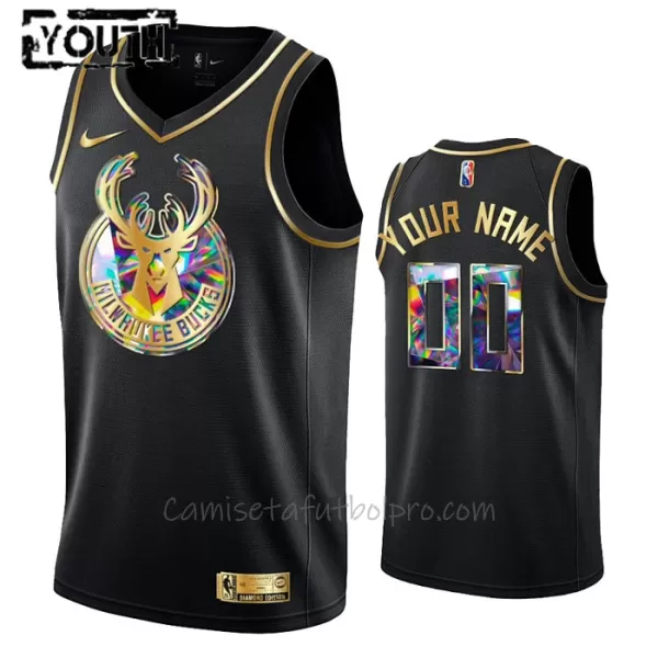 Camiseta de Baloncesto Milwaukee Bucks Diamond Edition Swingman Niños Negro