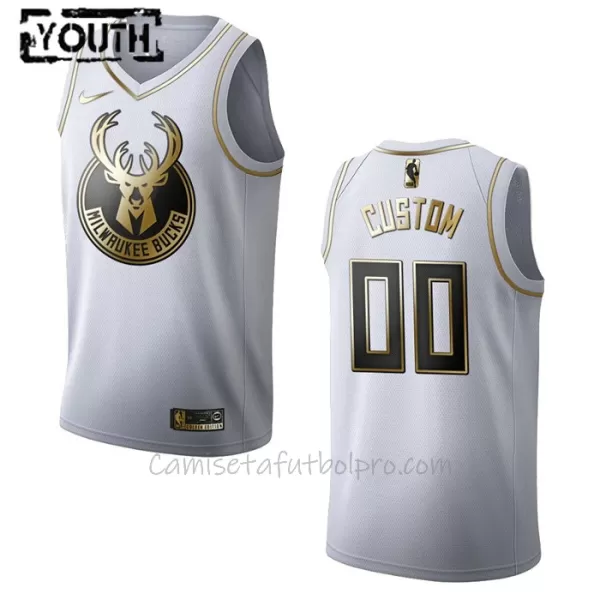 Camiseta de Baloncesto Milwaukee Bucks Golden Edition Swingman Niños Blanco