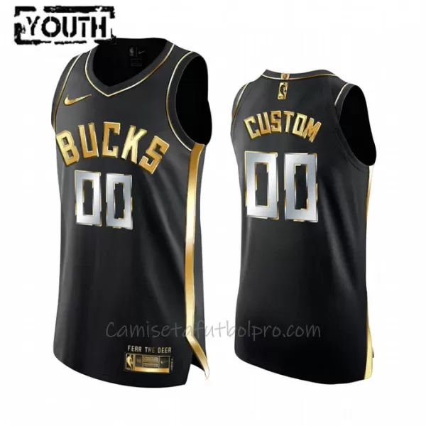 Camiseta de Baloncesto Milwaukee Bucks Golden Edition Swingman Niños Negro