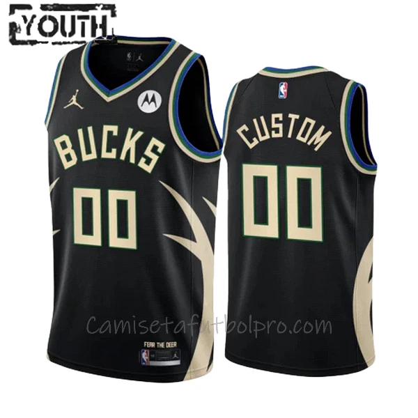 Camiseta de Baloncesto Milwaukee Bucks Statement Edition Swingman 2023/24 Niños Negro