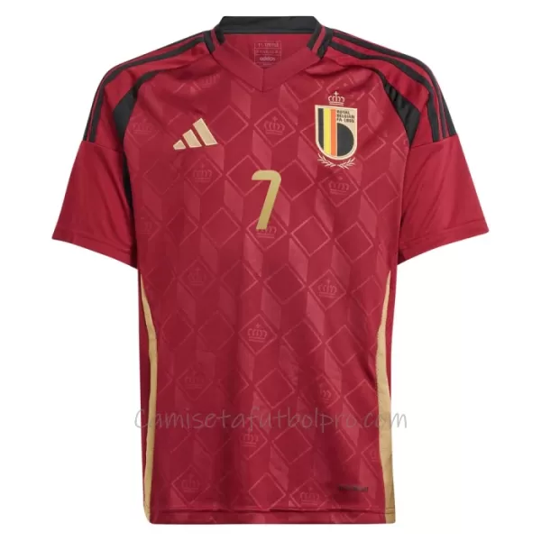 Camiseta Bélgica Kevin De Bruyne 7 Niños 1ª Equipación Eurocopa 2024