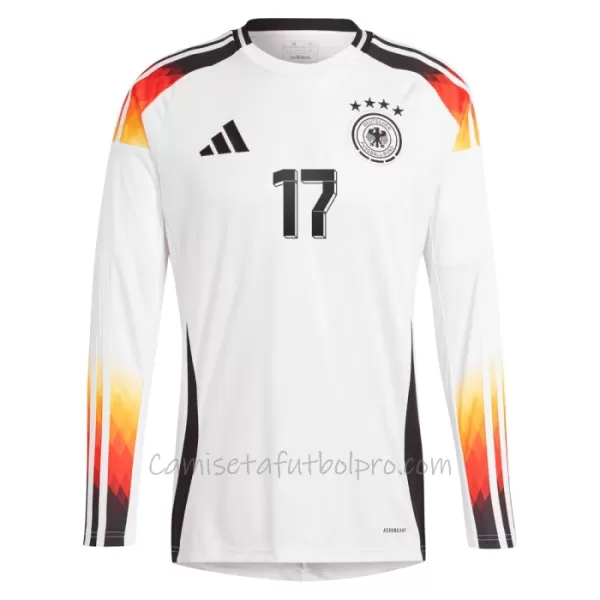 Camiseta Alemania Florian Wirtz 17 Hombre 1ª Equipación Eurocopa 2024 Manga Larga