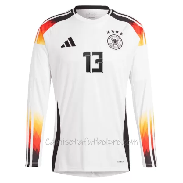 Camiseta Alemania Thomas Müller 13 Hombre 1ª Equipación Eurocopa 2024 Manga Larga