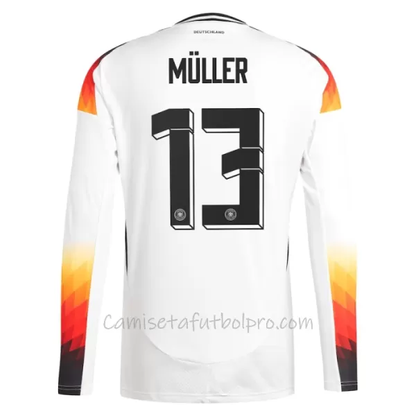 Camiseta Alemania Thomas Müller 13 Hombre 1ª Equipación Eurocopa 2024 Manga Larga