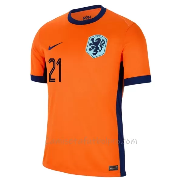 Camiseta Países Bajos Frenkie de Jong 21 Hombre 1ª Equipación Eurocopa 2024