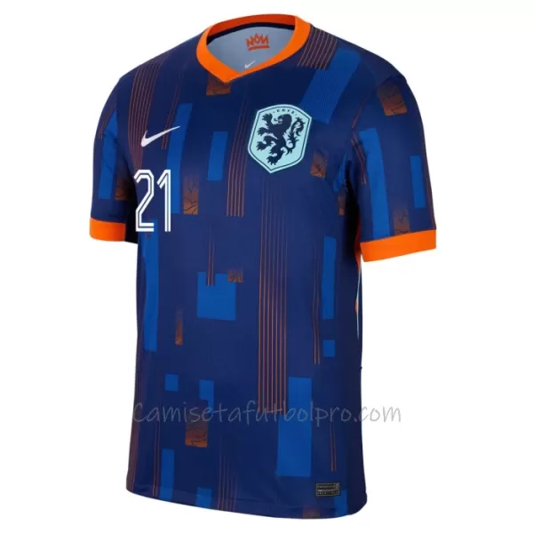 Camiseta Países Bajos Frenkie de Jong 21 Hombre 2ª Equipación Eurocopa 2024