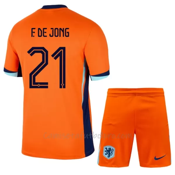 Camiseta Países Bajos Frenkie de Jong 21 Niños 1ª Equipación Eurocopa 2024