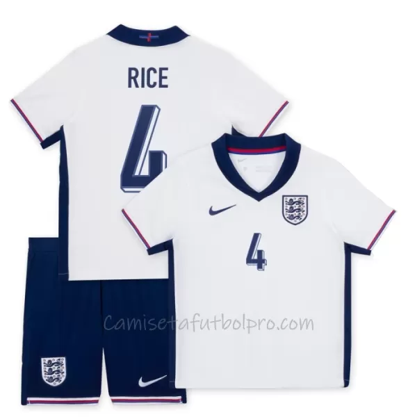 Camiseta Inglaterra Declan Rice 4 Niños 1ª Equipación Eurocopa 2024