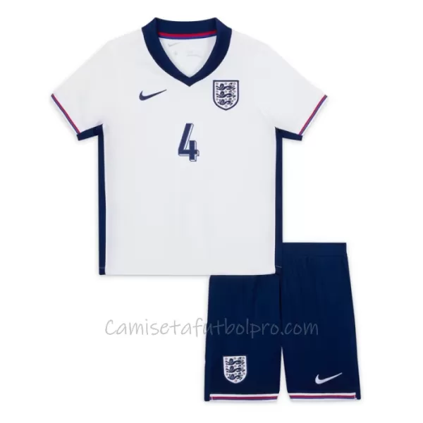 Camiseta Inglaterra Declan Rice 4 Niños 1ª Equipación Eurocopa 2024