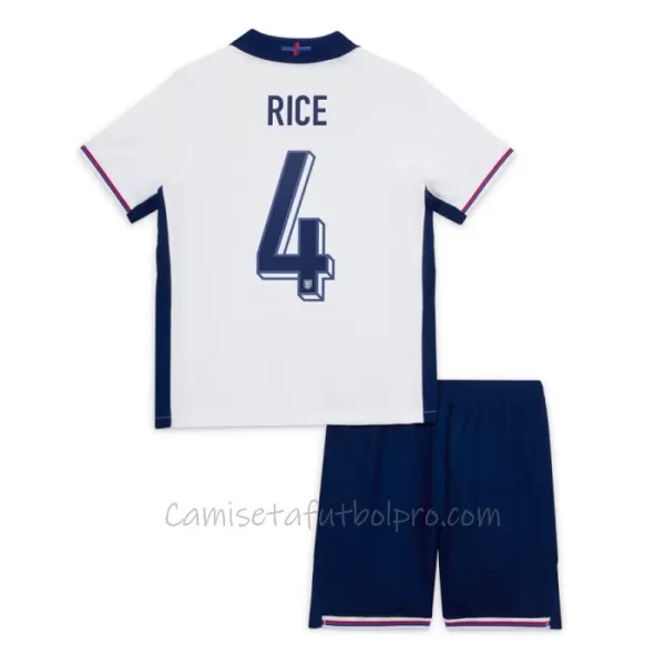 Camiseta Inglaterra Declan Rice 4 Niños 1ª Equipación Eurocopa 2024