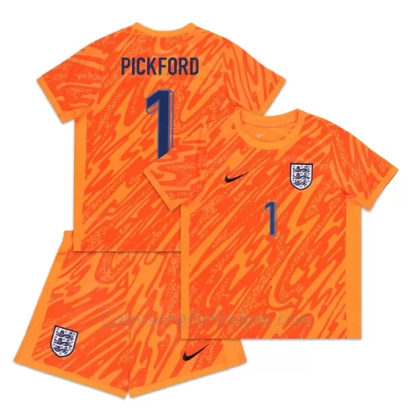 Camiseta Portero Inglaterra Pickford 1 Niños Eurocopa 2024 Naranja