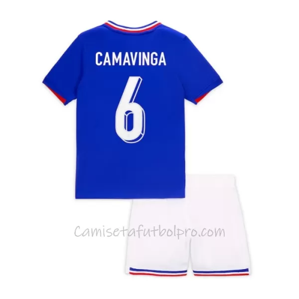 Camiseta Francia Eduardo Camavinga 6 Niños 1ª Equipación Eurocopa 2024