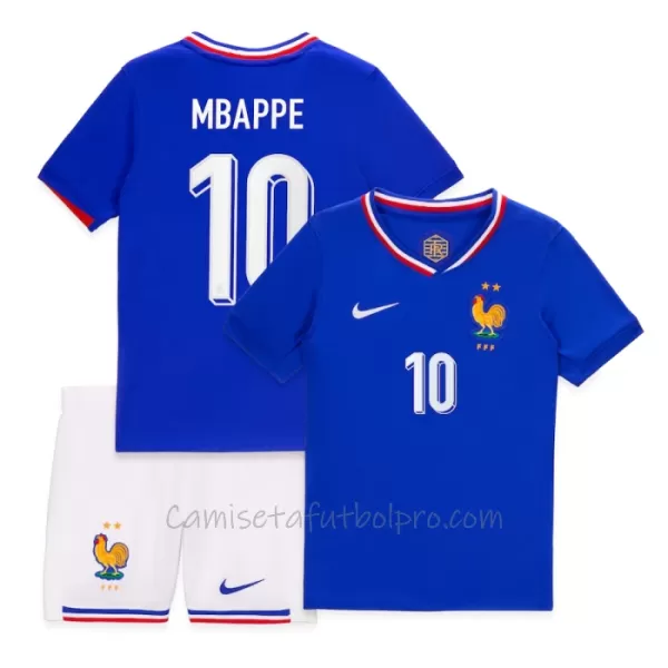 Camiseta Francia Kylian Mbappé 10 Niños 1ª Equipación Eurocopa 2024