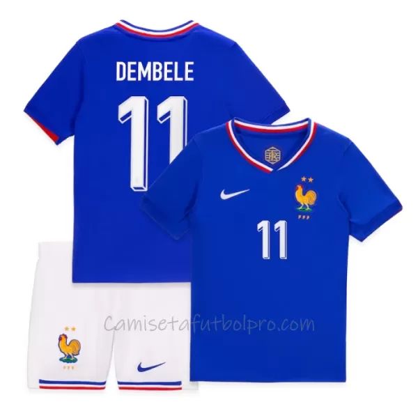 Camiseta Francia Ousmane Dembélé 11 Niños 1ª Equipación Eurocopa 2024