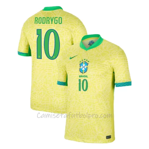 Camiseta Brasil Rodrygo Goes 10 Hombre 1ª Equipación 2024