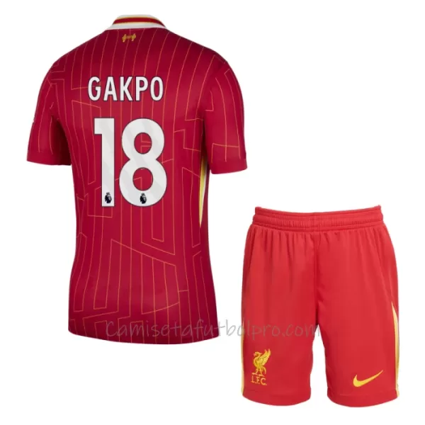 Camiseta Liverpool Cody Gakpo 18 Niños 1ª Equipación 24/25