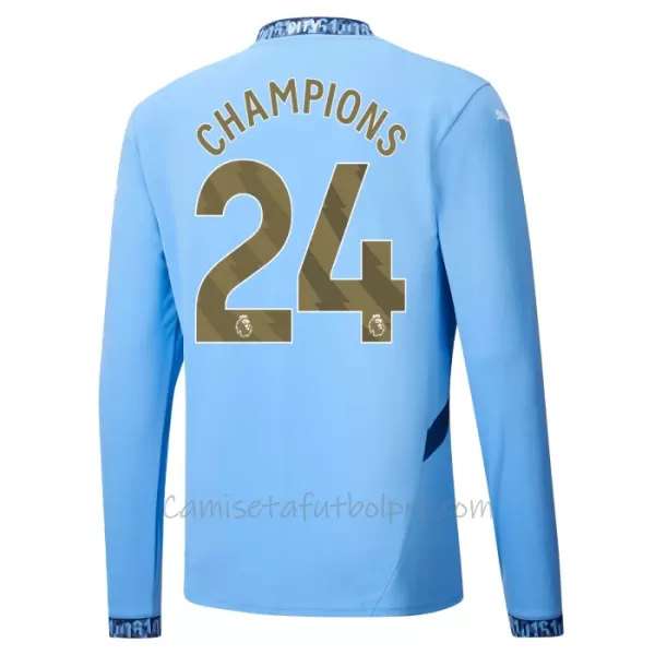 Camiseta Manchester City Champions 24 Hombre 1ª Equipación 24/25 Manga Larga