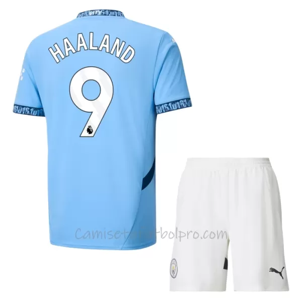 Camiseta Manchester City Erling Haaland 9 Niños 1ª Equipación 24/25