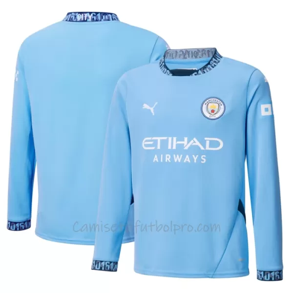 Camiseta Manchester City Hombre 1ª Equipación 24/25 Manga Larga