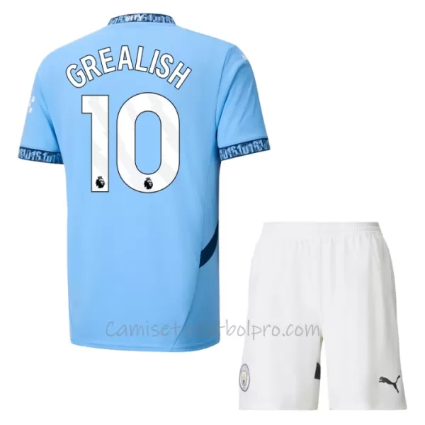 Camiseta Manchester City Jack Grealish 10 Niños 1ª Equipación 24/25