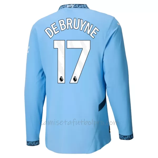 Camiseta Manchester City Kevin De Bruyne 17 Hombre 1ª Equipación 24/25 Manga Larga