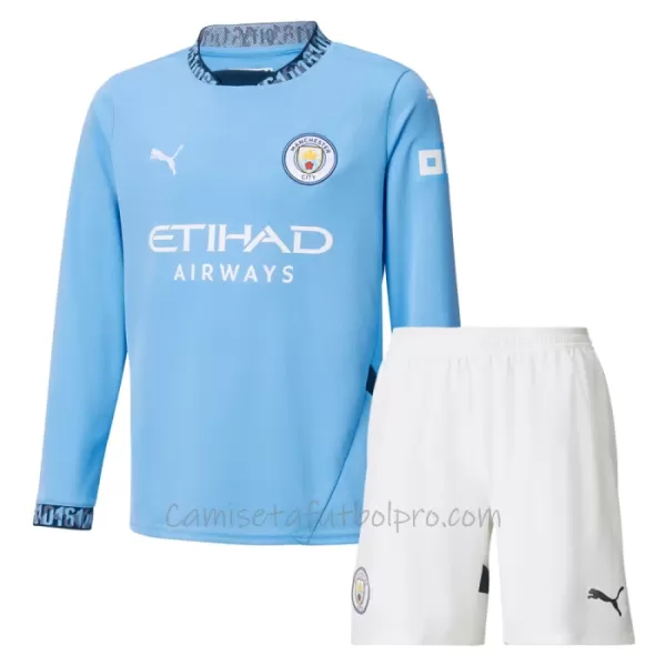 Camiseta Manchester City Niños 1ª Equipación 24/25 Manga Larga