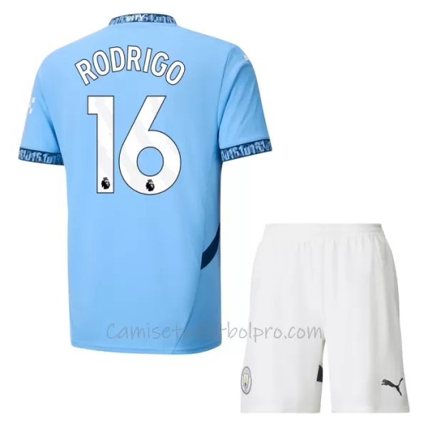 Camiseta Manchester City Rodrigo Hernández 16 Niños 1ª Equipación 24/25