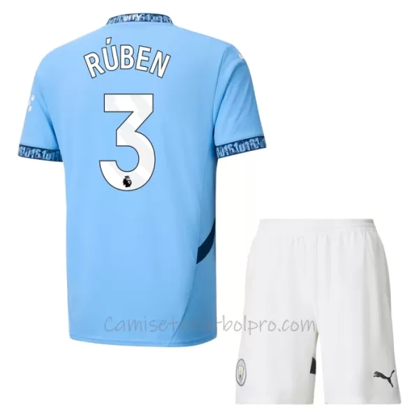 Camiseta Manchester City Rúben Dias 3 Niños 1ª Equipación 24/25