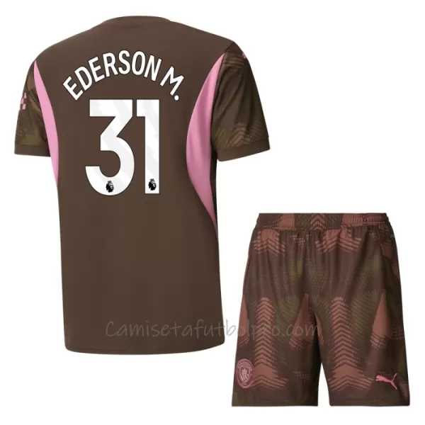 Camiseta Portero Manchester City Ederson Moraes 31 Niños 1ª Equipación 24/25