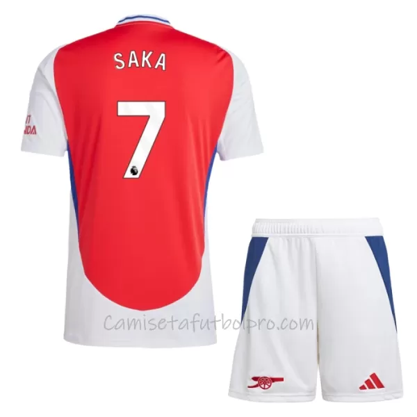 Camiseta Arsenal Bukayo Saka 7 Niños 1ª Equipación 24/25