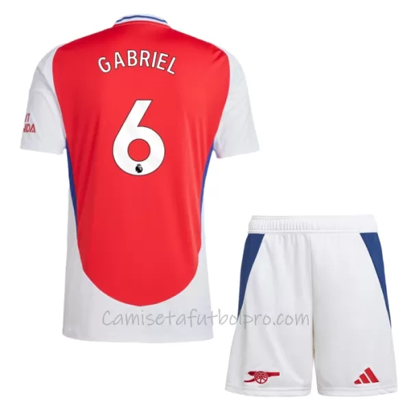 Camiseta Arsenal Gabriel 6 Niños 1ª Equipación 24/25