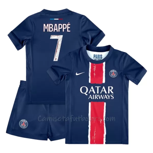 Camiseta Paris Saint-Germain Kylian Mbappé 7 Niños 1ª Equipación 24/25