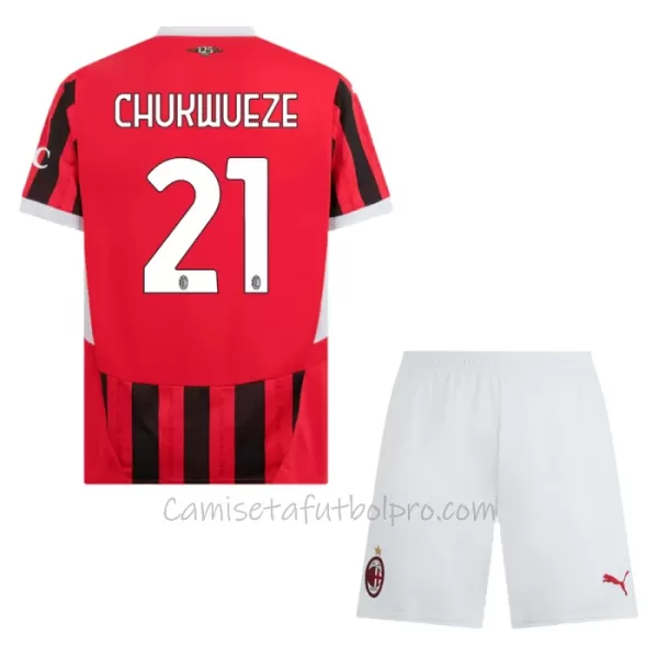 Camiseta AC Milan Chukwueze 21 Niños 1ª Equipación 24/25