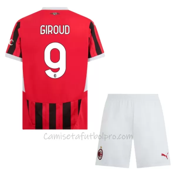 Camiseta AC Milan Olivier Giroud 9 Niños 1ª Equipación 24/25