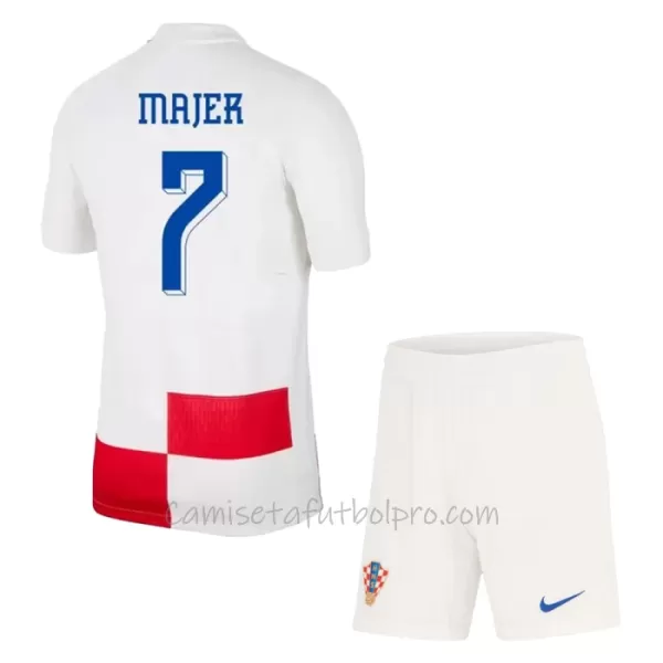 Camiseta Croacia Majer 7 Niños 1ª Equipación Eurocopa 2024