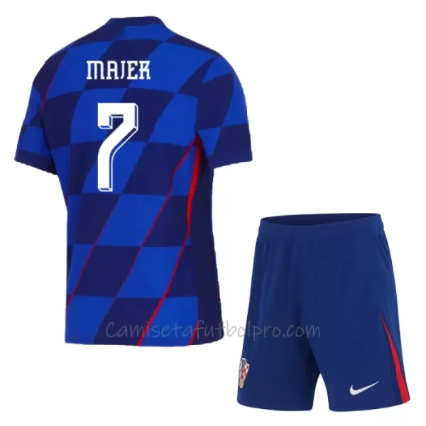 Camiseta Croacia Majer 7 Niños 2ª Equipación Eurocopa 2024