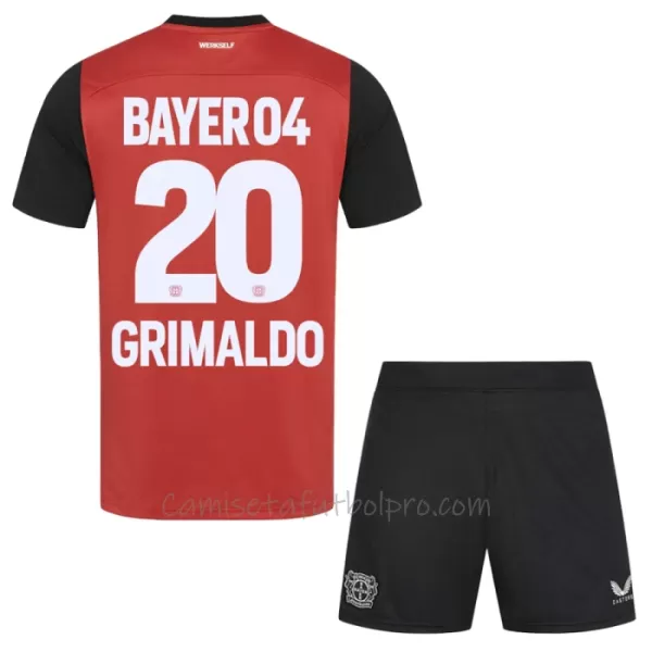 Camiseta Bayer 04 Leverkusen Alejandro Grimaldo 20 Niños 1ª Equipación 24/25