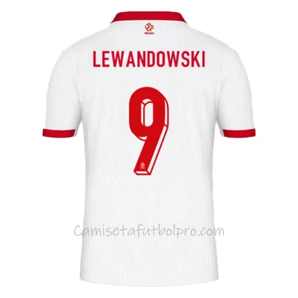 Camiseta Polonia Robert Lewandowski 9 Hombre 1ª Equipación Eurocopa 2024