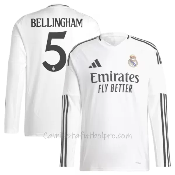 Camiseta Real Madrid Jude Bellingham 5 Hombre 1ª Equipación 24/25 Manga Larga