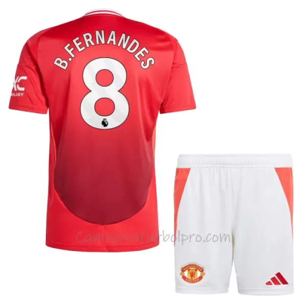 Camiseta Manchester United Bruno Fernandes 8 Niños 1ª Equipación 24/25